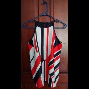 Ann Taylor red and blue patterned tank top
